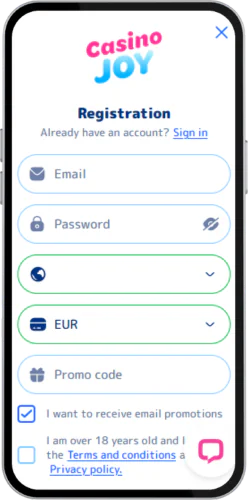 Casinojoy Complete the registration form