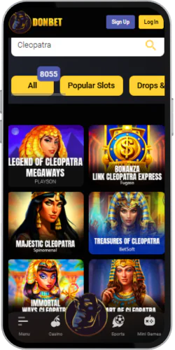 Donbet Find the games section