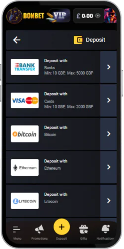 Donbet Make your first deposit