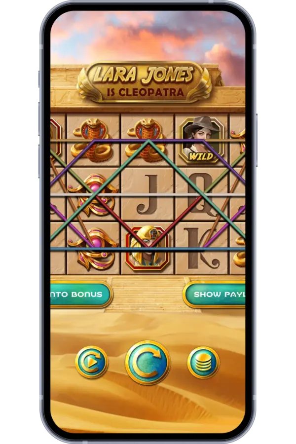 Lara Jones is Cleopatra golden scarab scatter symbols triggering free spins