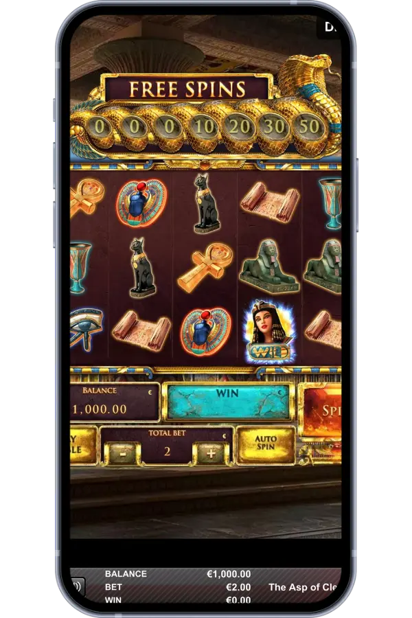 The Asp of Cleopatra big win display with Egyptian theme