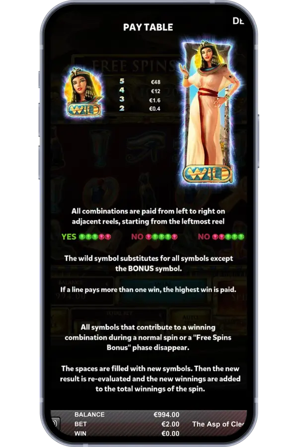 The Asp of Cleopatra free spins round with expanding wilds