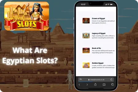 Popular titles like Book of Ra, Legacy of Egypt on phone screen